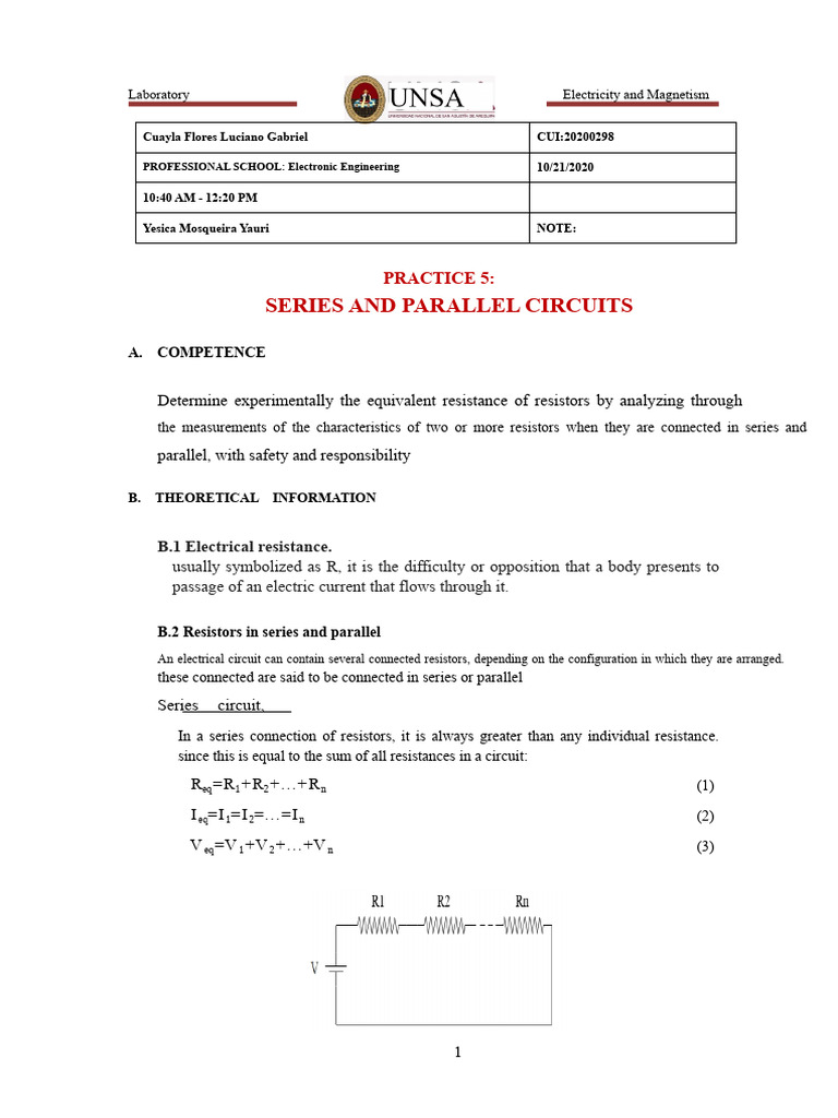 Series vs Parallel Circuits Experiment | PDF | Series And Parallel ...