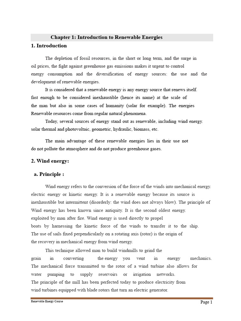 Overview of Renewable Energy Sources | PDF | Wind Turbine | Renewable ...