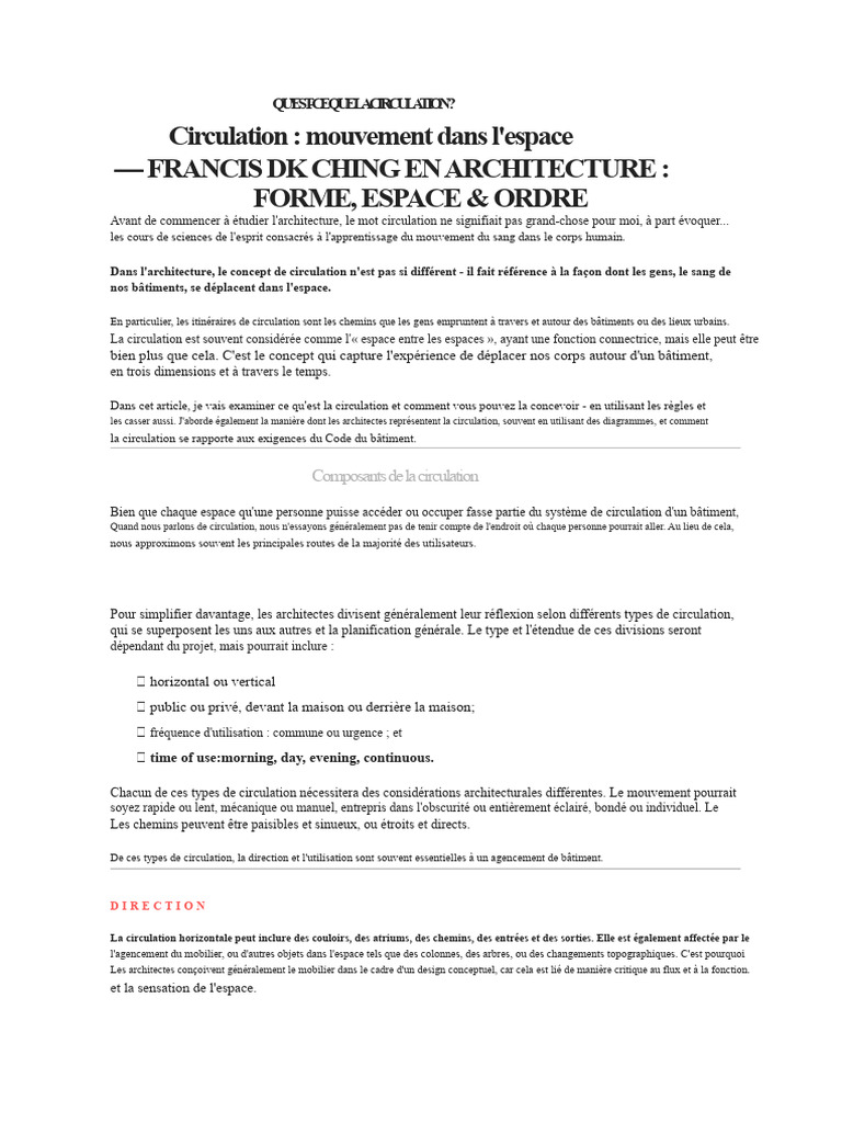 Comprendre la circulation en architecture | PDF