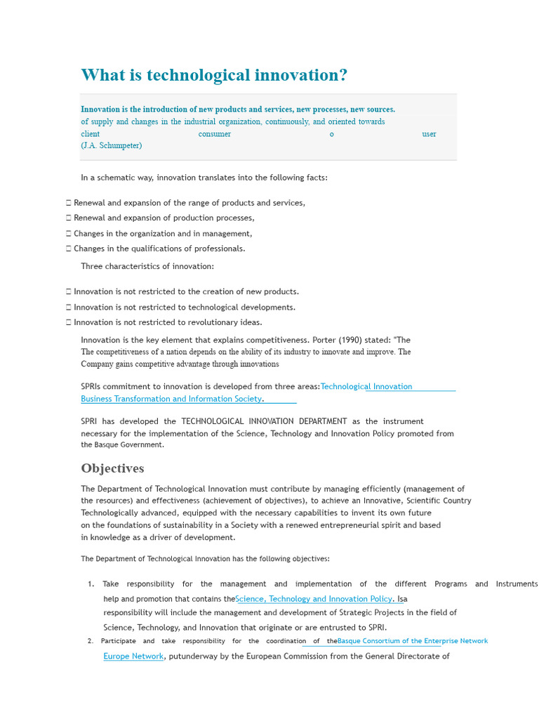Understanding Technological Innovation | PDF | Innovation | Goal