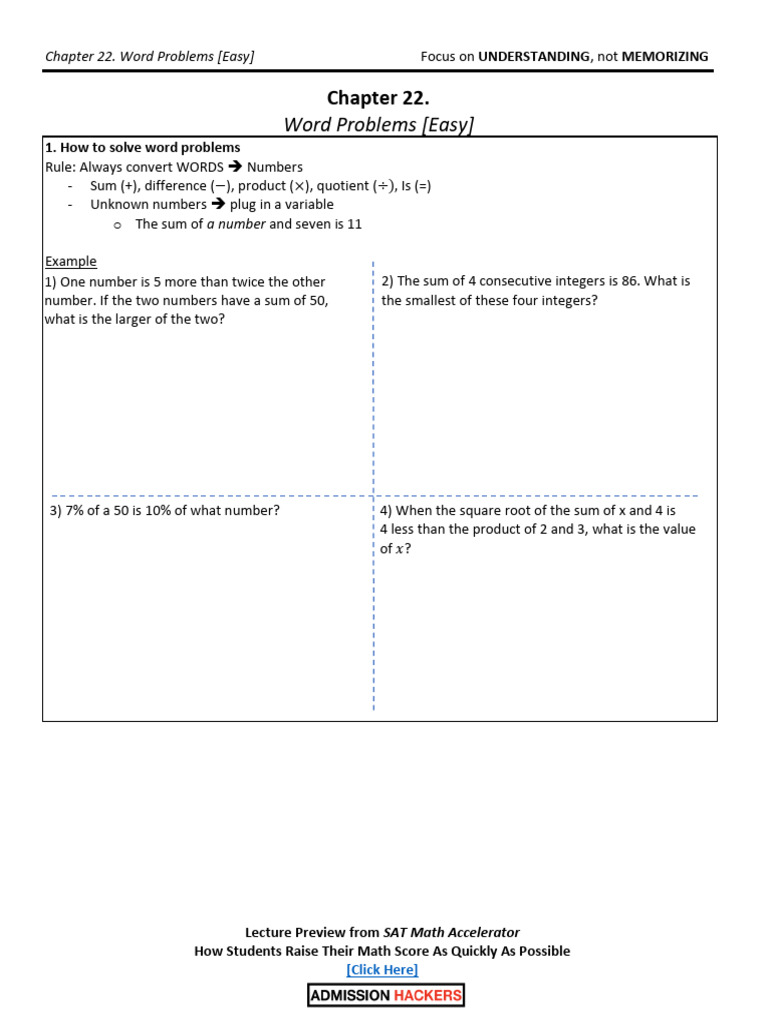 Easy Word Problems Explained | PDF