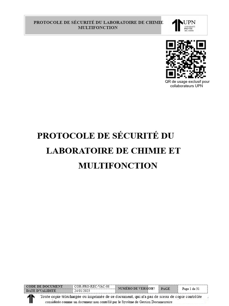 Protocole de Sécurité en Laboratoire de Chimie | PDF | Déchets | Sécurité