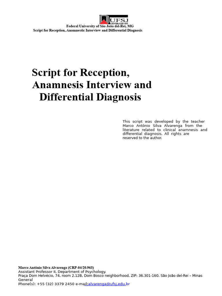 Anamnesis Interview Script for Psychology | PDF | Mental Disorder | Anxiety