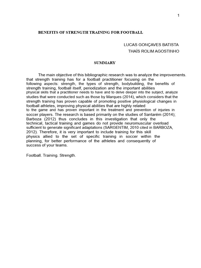 Strength Training Benefits for Football | PDF | Strength Training ...