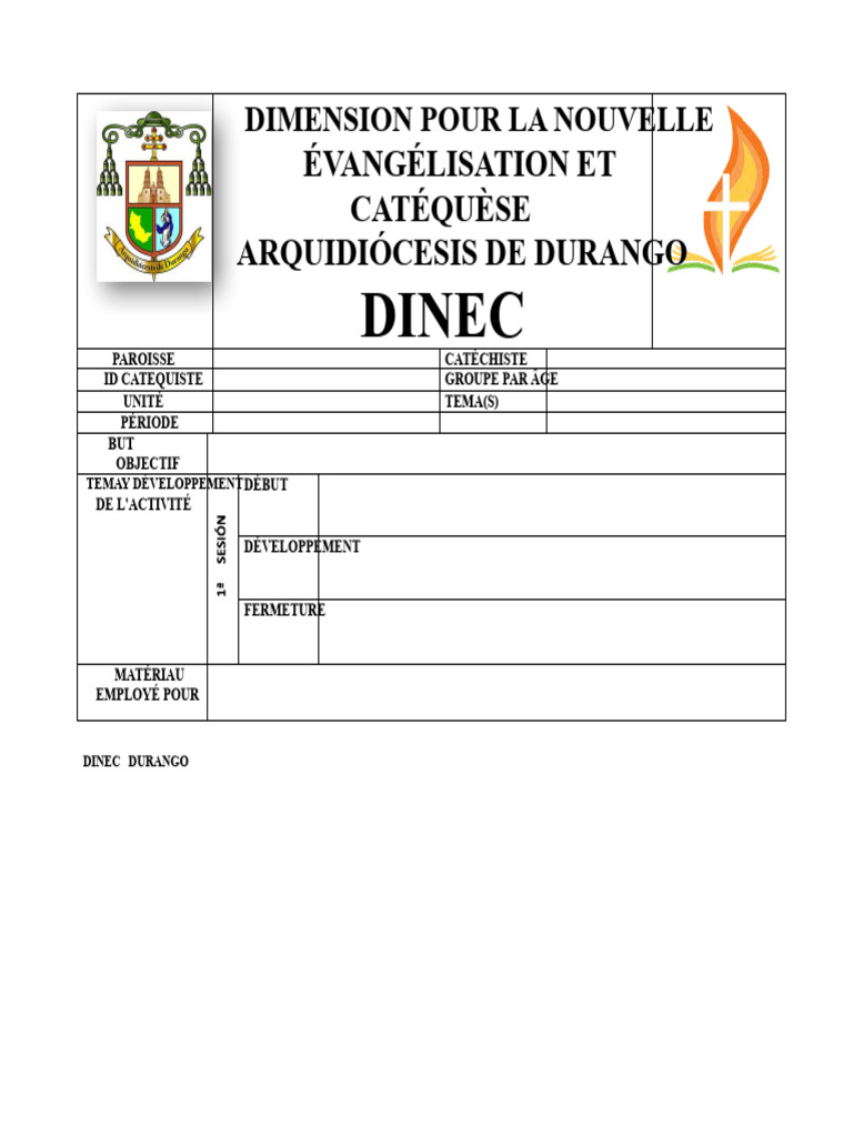 Planification de Catéchèse DINEC Durango | PDF