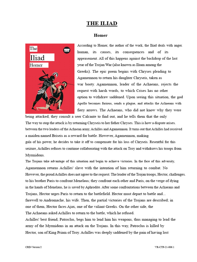 Summary of Homer's The Iliad and The Odyssey | PDF | Hector | Odysseus