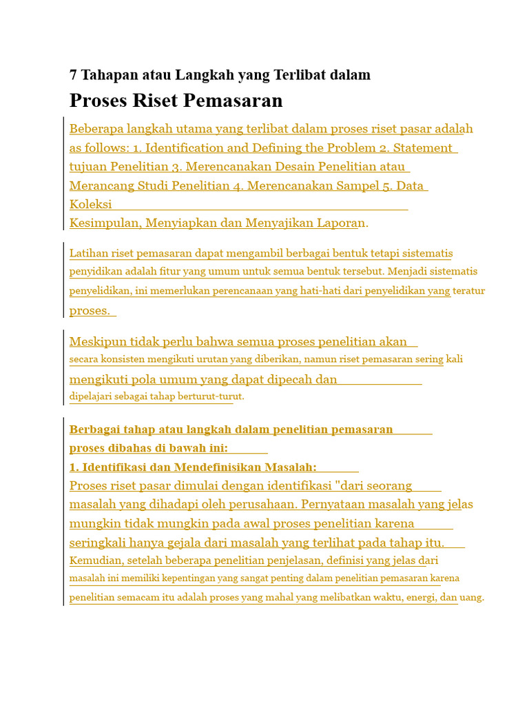 7 Langkah Proses Riset Pemasaran | PDF