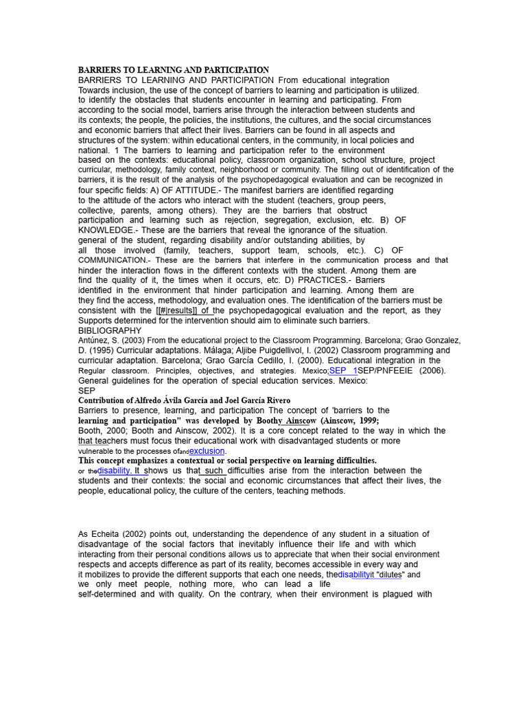 Understanding Barriers to Learning | PDF | Inclusion (Education) | Learning