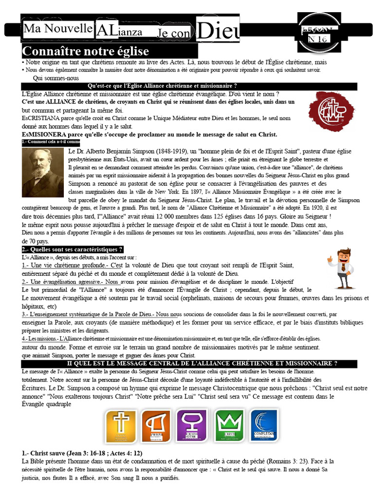 Origine et mission de l'Église Alliance | PDF | Missionnaire | Église ...
