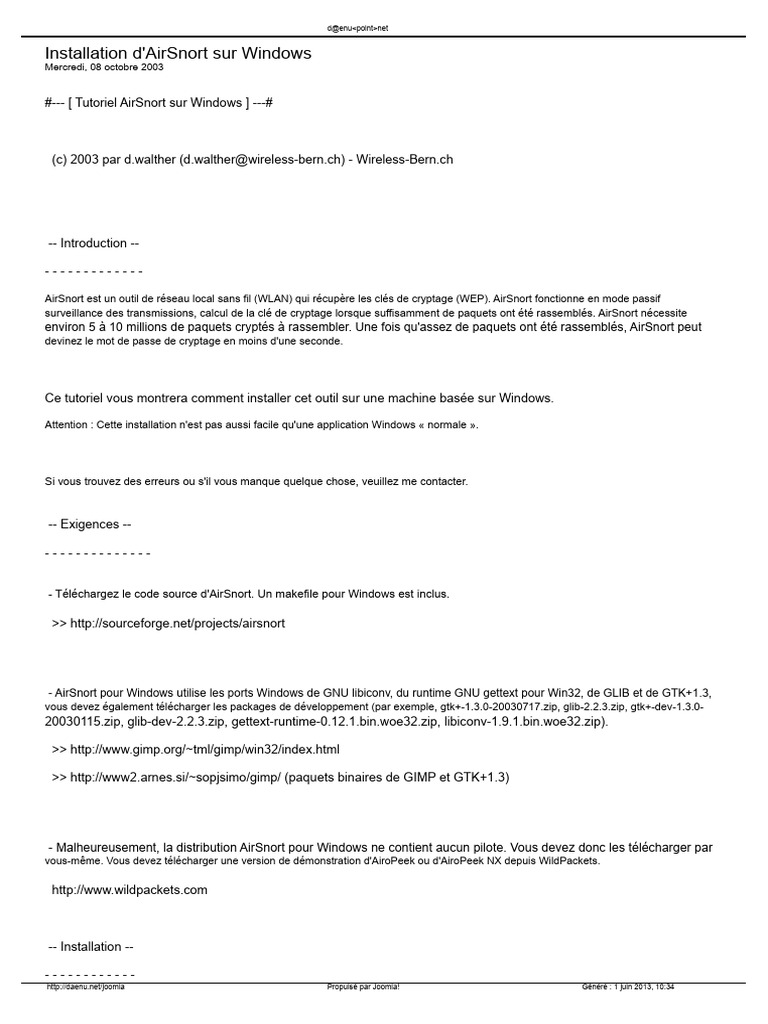 Installation d'AirSnort sur Windows | PDF | ZIP (format de fichier ...