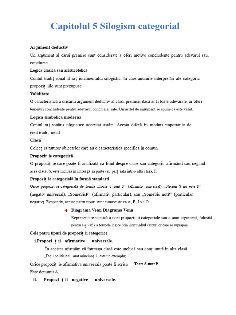 Capitolul 5 Propoziții Categorice | PDF