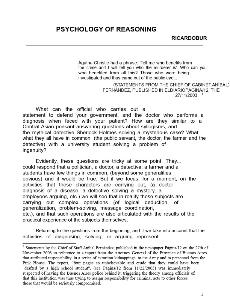 Understanding the Psychology of Reasoning | PDF | Deductive Reasoning ...