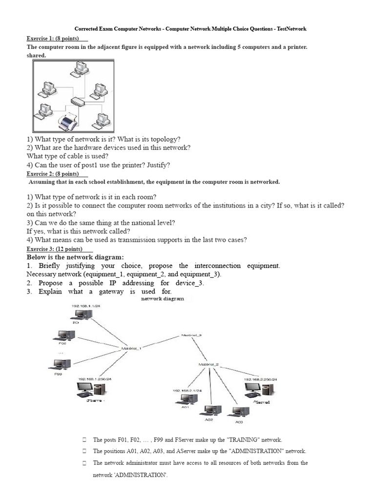 Computer Network Exam Questions & Answers | PDF | Computer Network ...