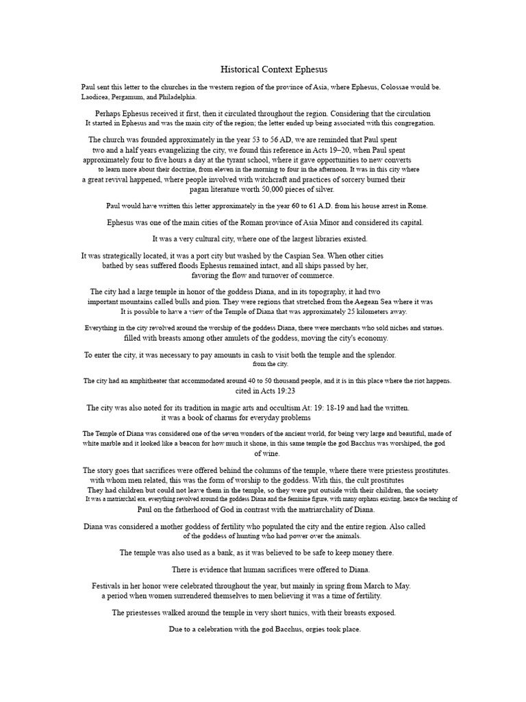 Historical Context Of Ephesians Pdf Paul The Apostle Epistle To