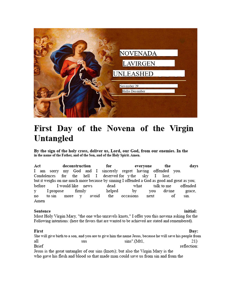 First Day of The Novena of The Virgin Desatanudos | PDF | Mary, Mother ...