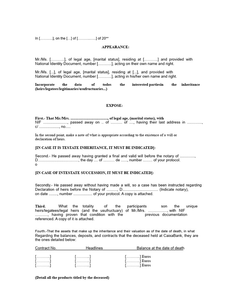 Private Document Acceptance of Inheritance | PDF | Inheritance | Intestacy