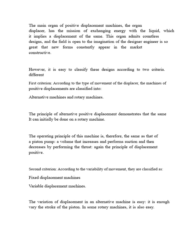 Characteristics and Differences of Alternative Machines | PDF | Pump ...