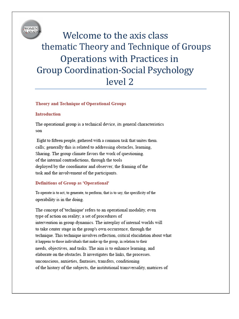 3 and 4 Theory and Technique of Operational Groups | PDF | Framing ...