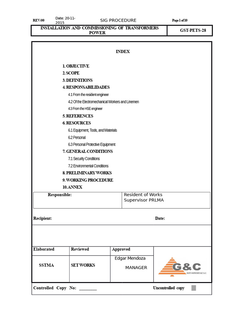 PETS Assembly and Commissioning of Power Transformers | PDF ...