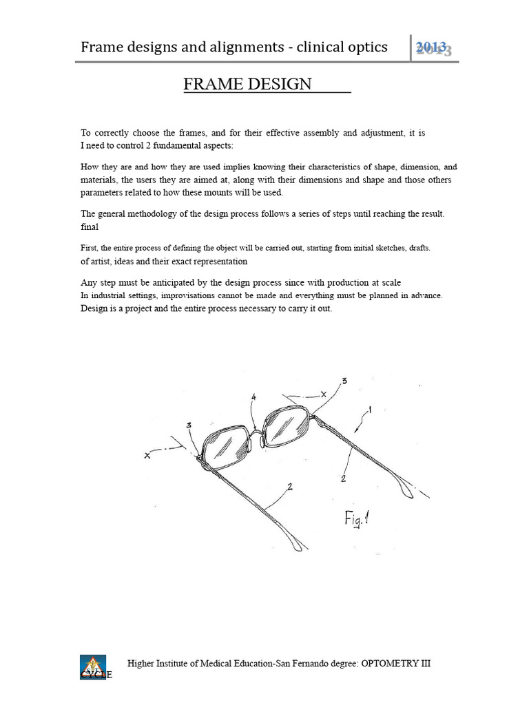 Frame Design and Alignment in Optometry | PDF | Stainless Steel | Glasses
