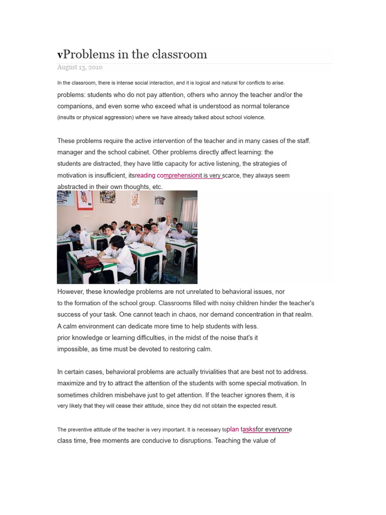 Problems in The Classroom | PDF | Mediation | Learning