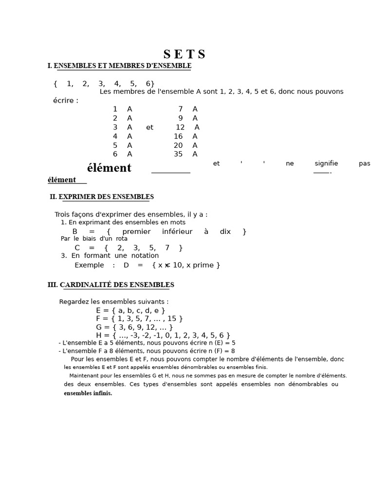 Introduction aux ensembles et leur notation | PDF | Mathématiques