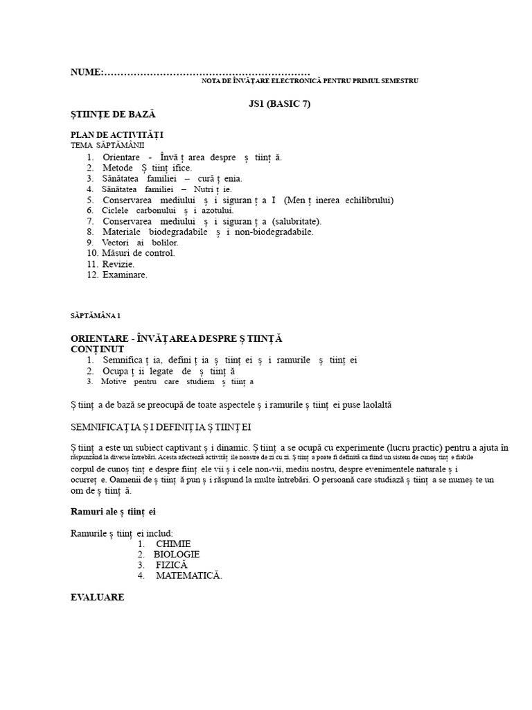 BASIC 7 BASIC SC 1ST TERM E-NOTES - Copie | PDF
