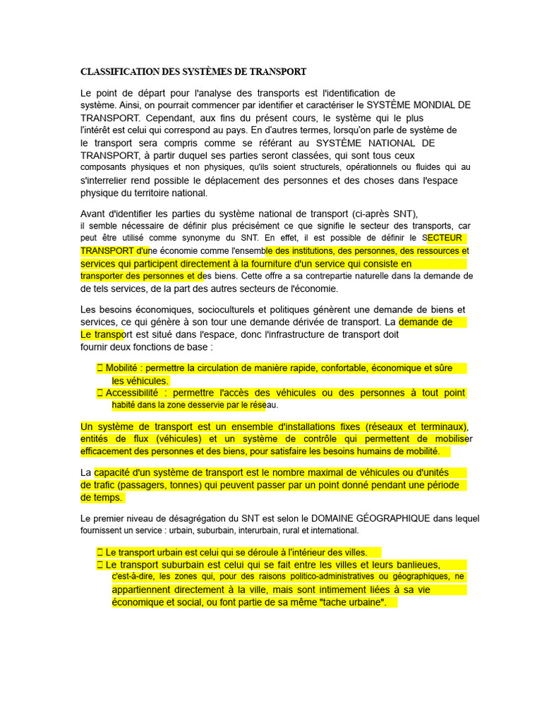 Transport urbain et suburbain : classification | PDF | Transport | Mode ...