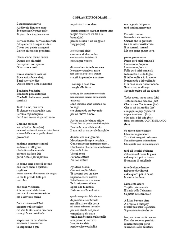 Coplas Più Popolari | PDF