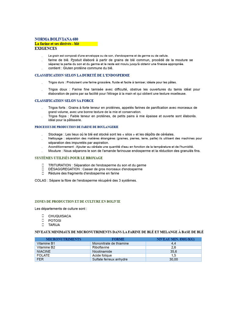 Exigences et classification de la farine de blé | PDF | Blé | Farine