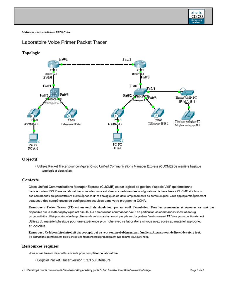 Introduction au CCNA Voice avec Packet Tracer | PDF | Adresse IP | Voix ...