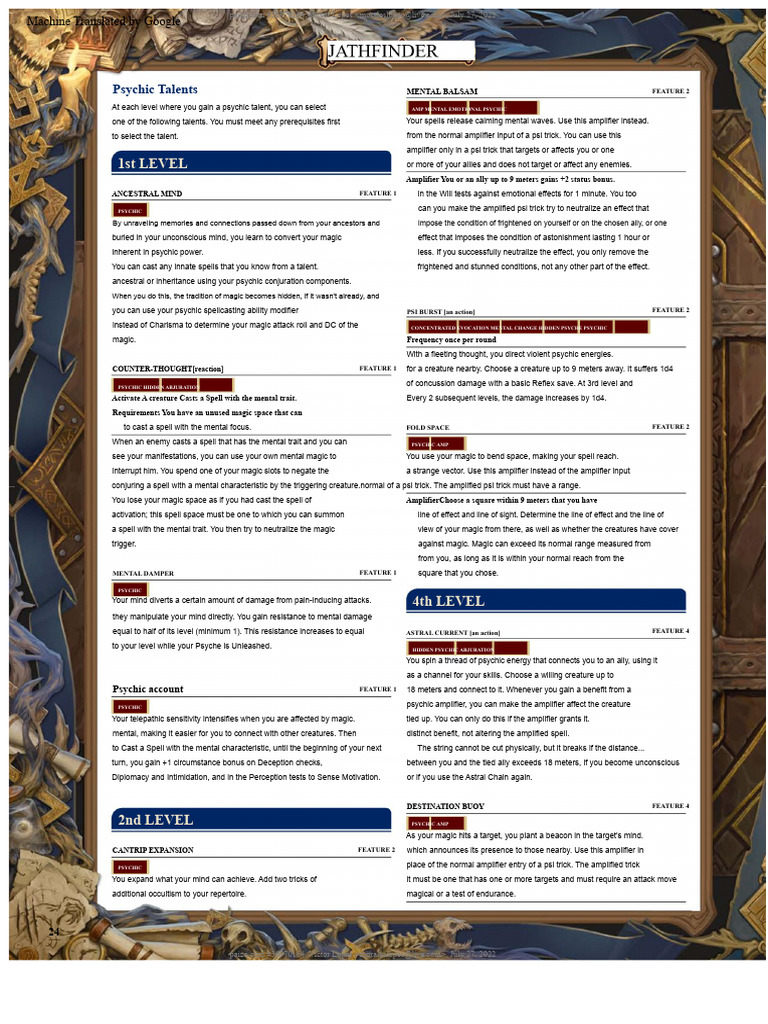 Psychic Talents and Thaumaturge Class Guide | PDF | Western Esotericism
