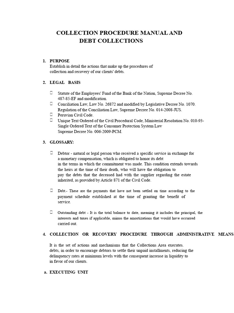 Debt Collection Procedure Manual | PDF | Debt | Lawsuit