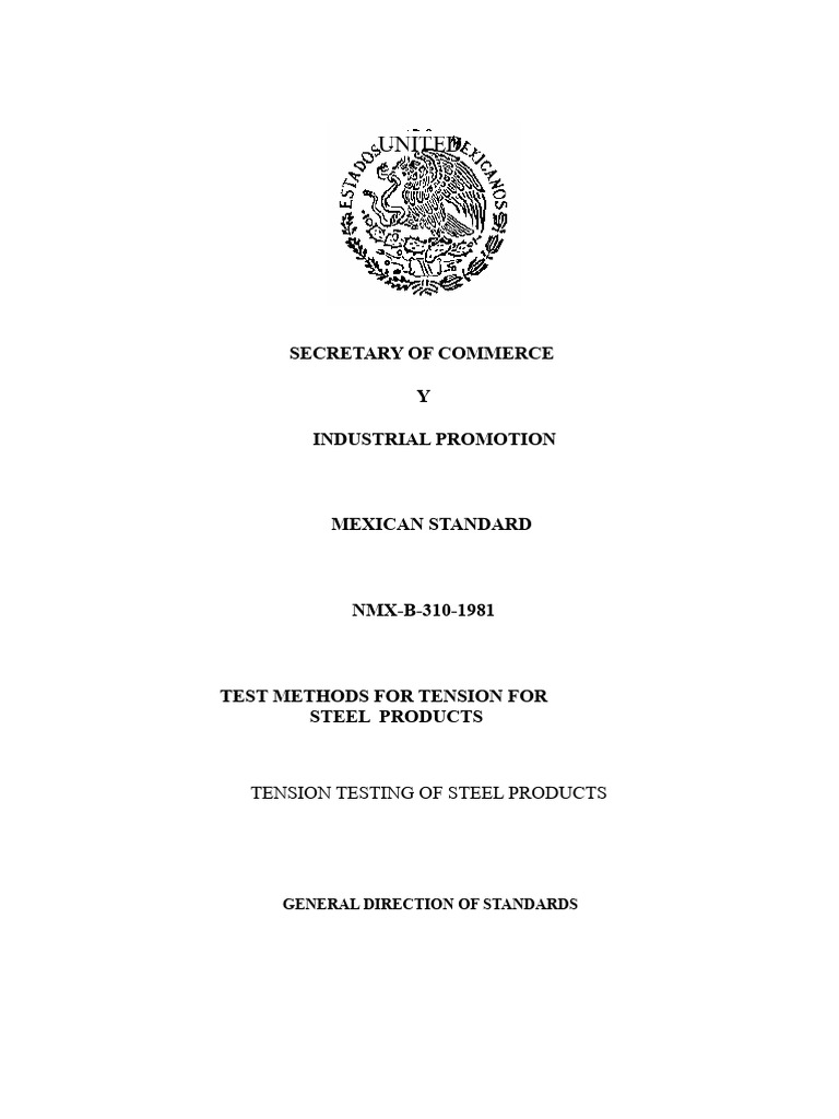 NMX-B-310-1981: Steel Tension Testing Standards | PDF | Deformation ...