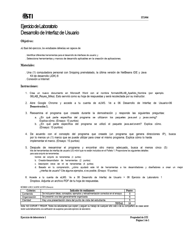 06 Ejercicio de Laboratorio 1 | PDF | Java (lenguaje de programación ...