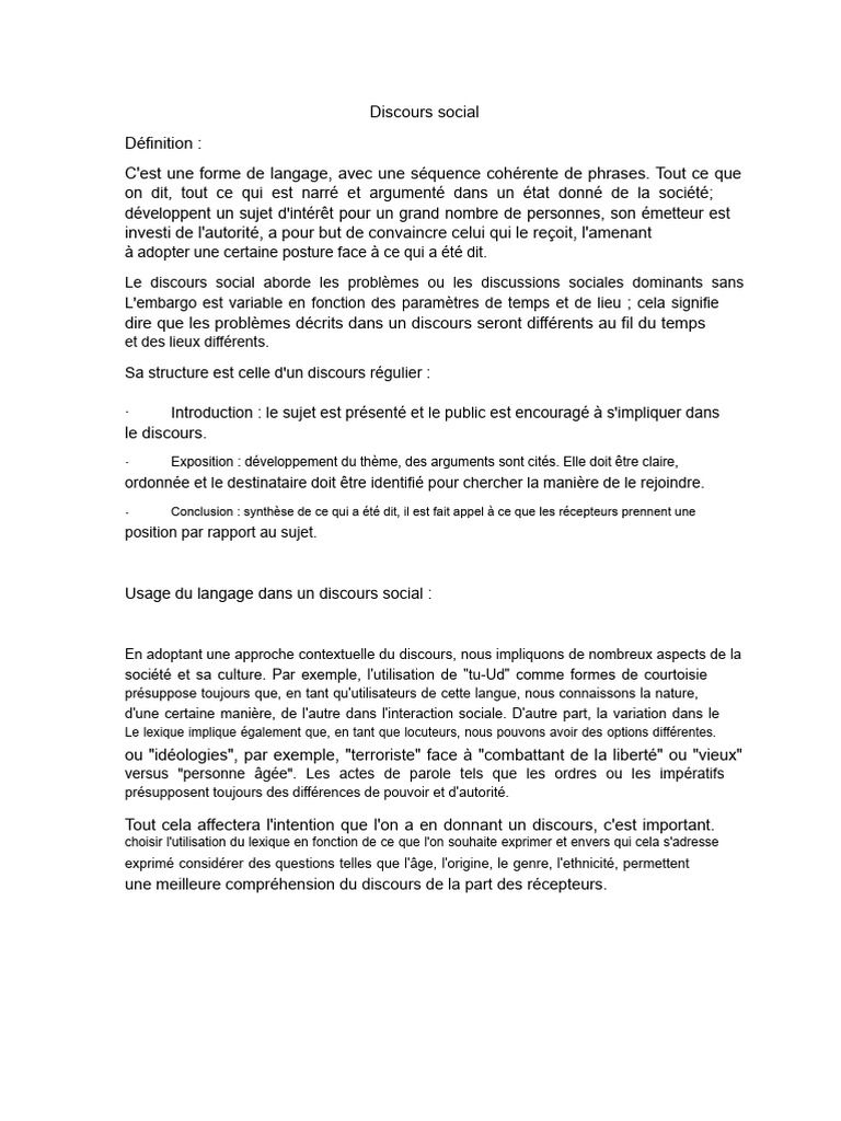 Analyse du discours social | PDF | Discours (linguistique ...