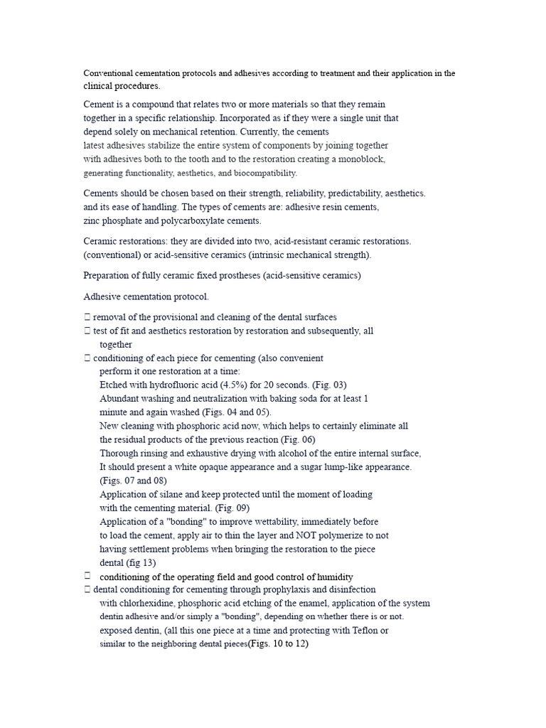 Conventional Cementation Protocols in Fixed Zirconia Prosthetics | PDF ...
