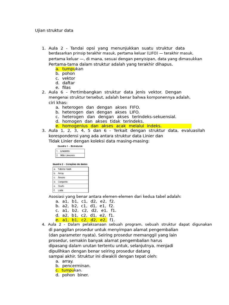 Ujian Struktur Data: Tumpukan dan Daftar | PDF