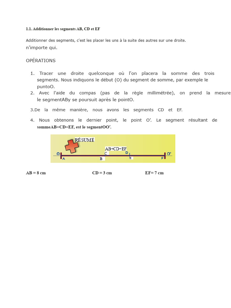 Addition des segments AB, CD et EF | PDF