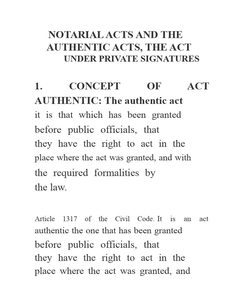Understanding Authentic Acts in Notary Law | PDF | Notary Public ...