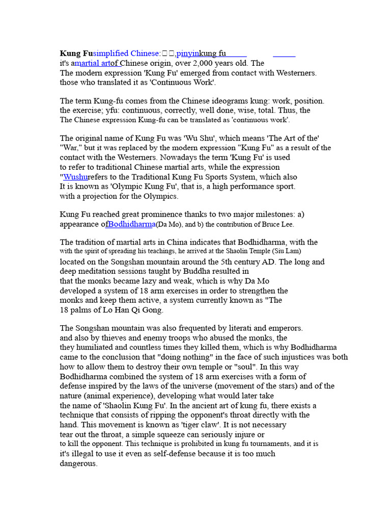 History and Techniques of Kung Fu | PDF | Chinese Martial Arts ...