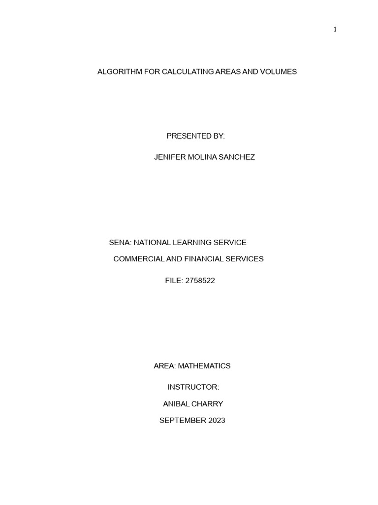 Area and Volume Calculation Algorithm | PDF | Area | Rectangle