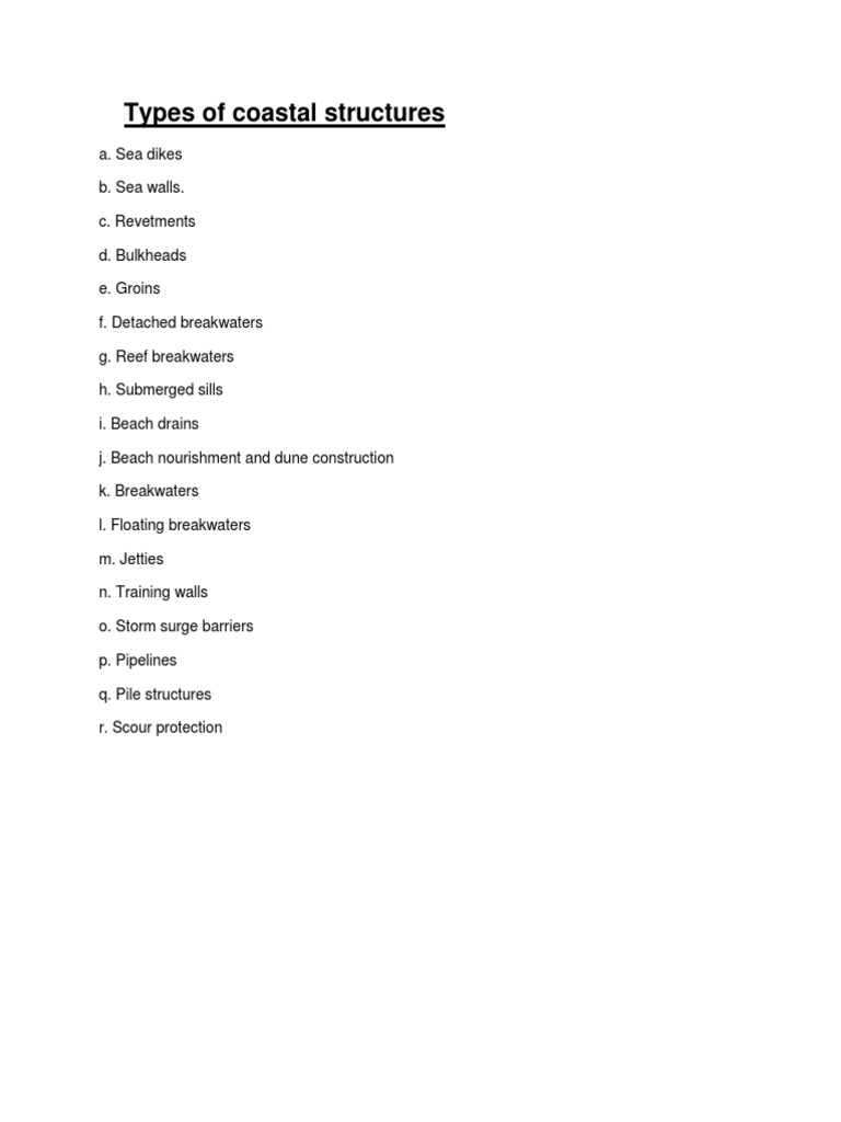 Types of Coastal Defense Structures | PDF | Beach | Erosion