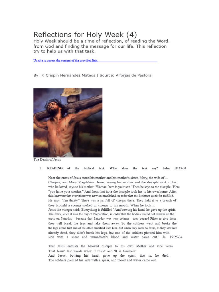 Holy Week Reflections and Insights | PDF | Easter | Jesus