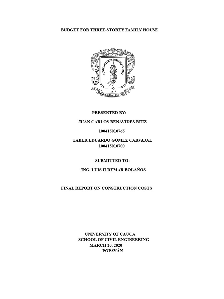 Three-Storey House Budget Analysis | PDF | Labour Economics | Business