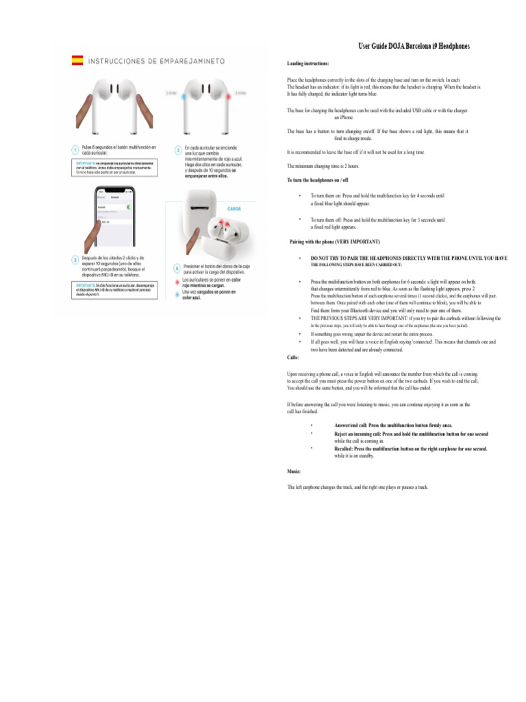 Ear Instructions | PDF | Headphones | Mobile Computers