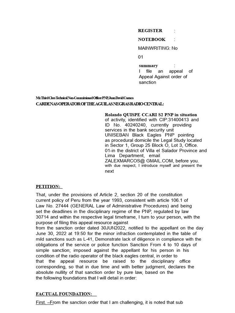Appeal Against PNP Sanction Order | PDF | Inheritance | Justice