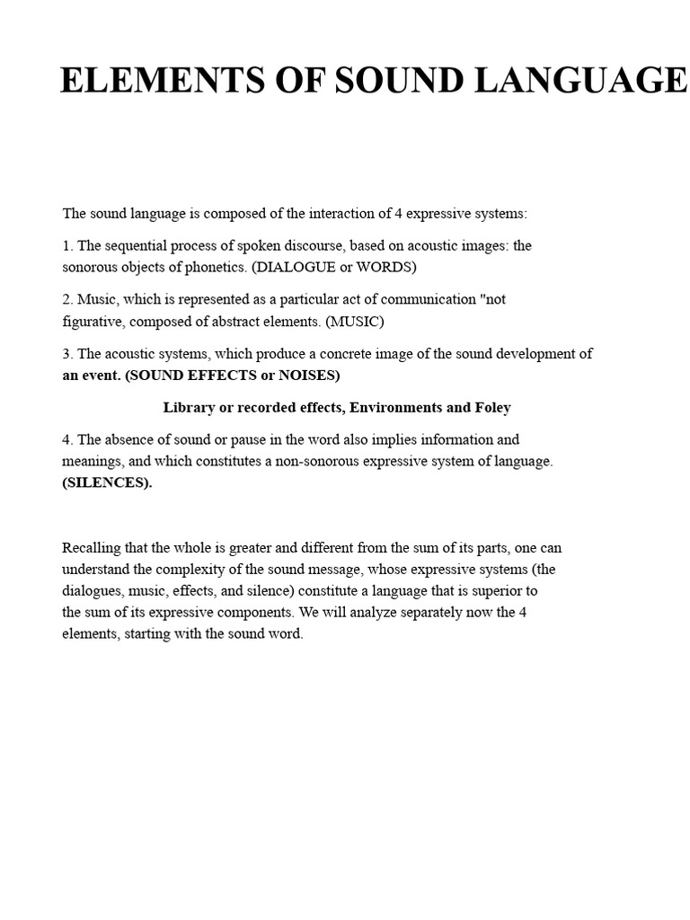 Sound Language in Film: Dialogue & Music | PDF | Human Voice | Phoneme