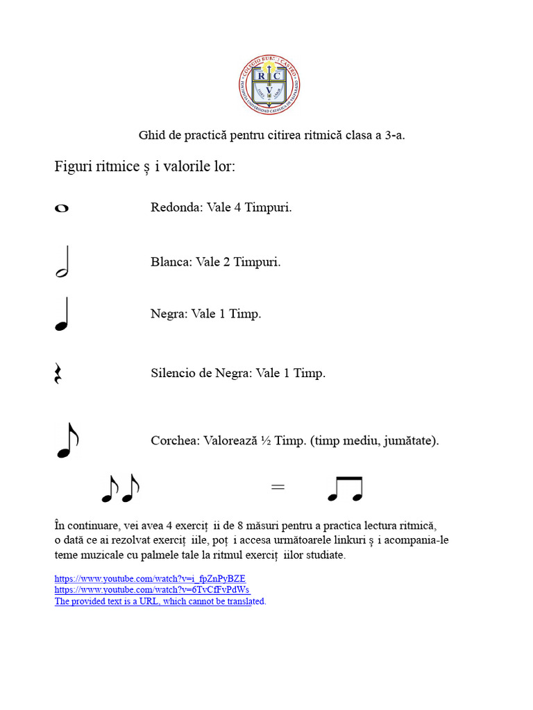 Ghid de Lectură Ritmică 3 Bazic Muzică | PDF