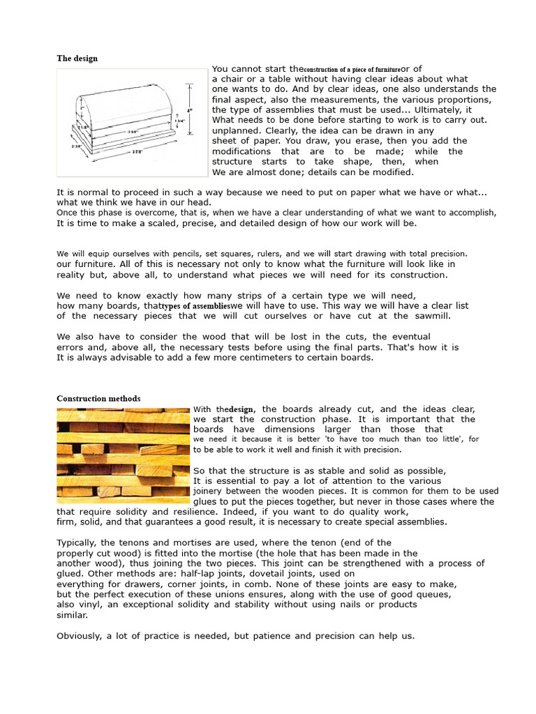 The Design of Wooden Furniture | PDF | Wood